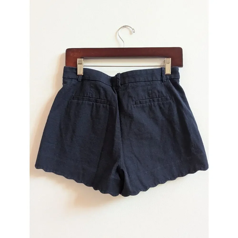 J. Crew Women's 4 Navy Scalloped Shorts